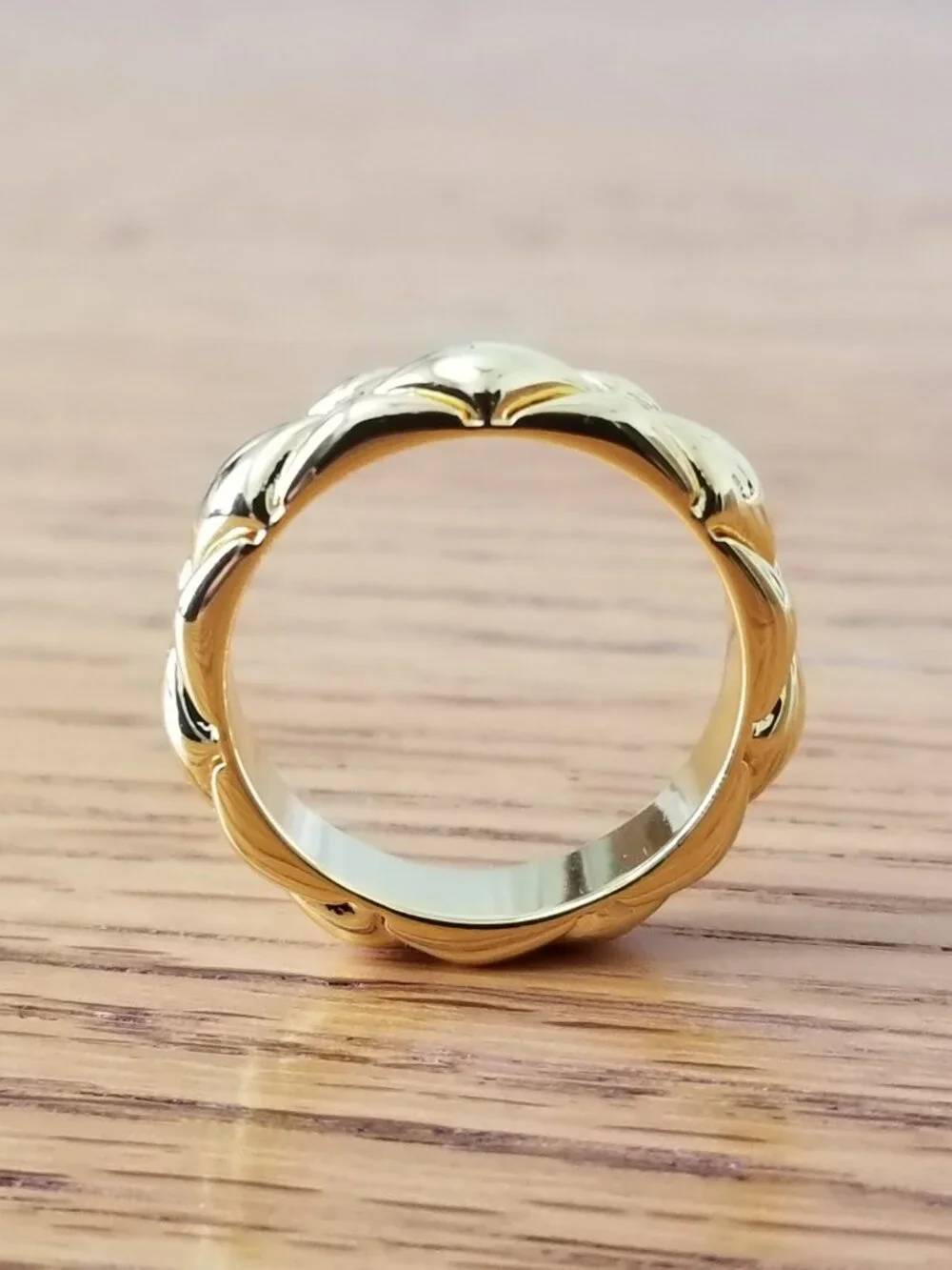 NWT! 18K Gold-Plated Womens Ring Band with Raised Design - Tarnish & Nickel Free